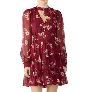 Kate Spade New York Camelia 100% silk chiffon minidress tie ruffles NWOT Size 0